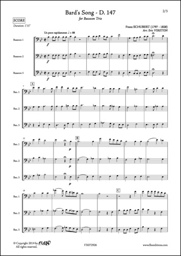 Chanson du Barde - D. 147 - F. SCHUBERT - <font color=#666666>Trio de Bassons</font>