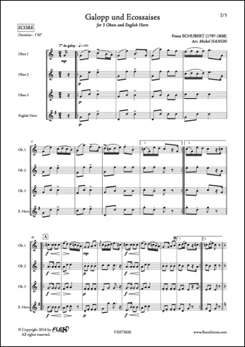 Galopp und Ecossaises - F. SCHUBERT - <font color=#666666>3 Oboes and 1 English Horn</font>