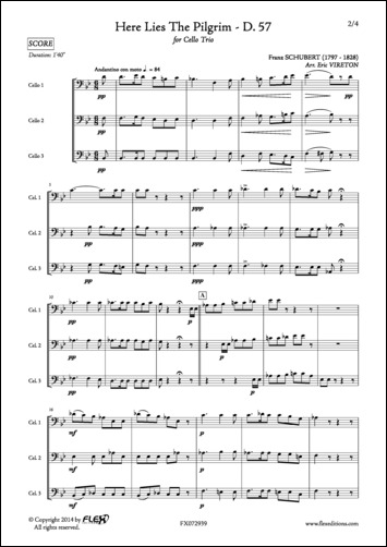 Here Lies The Pilgrim - D. 57 - F. SCHUBERT - <font color=#666666>Trio de Violoncelles</font>
