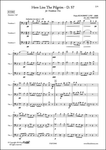 Here Lies The Pilgrim - D. 57 - F. SCHUBERT - <font color=#666666>Trio de Trombones</font>