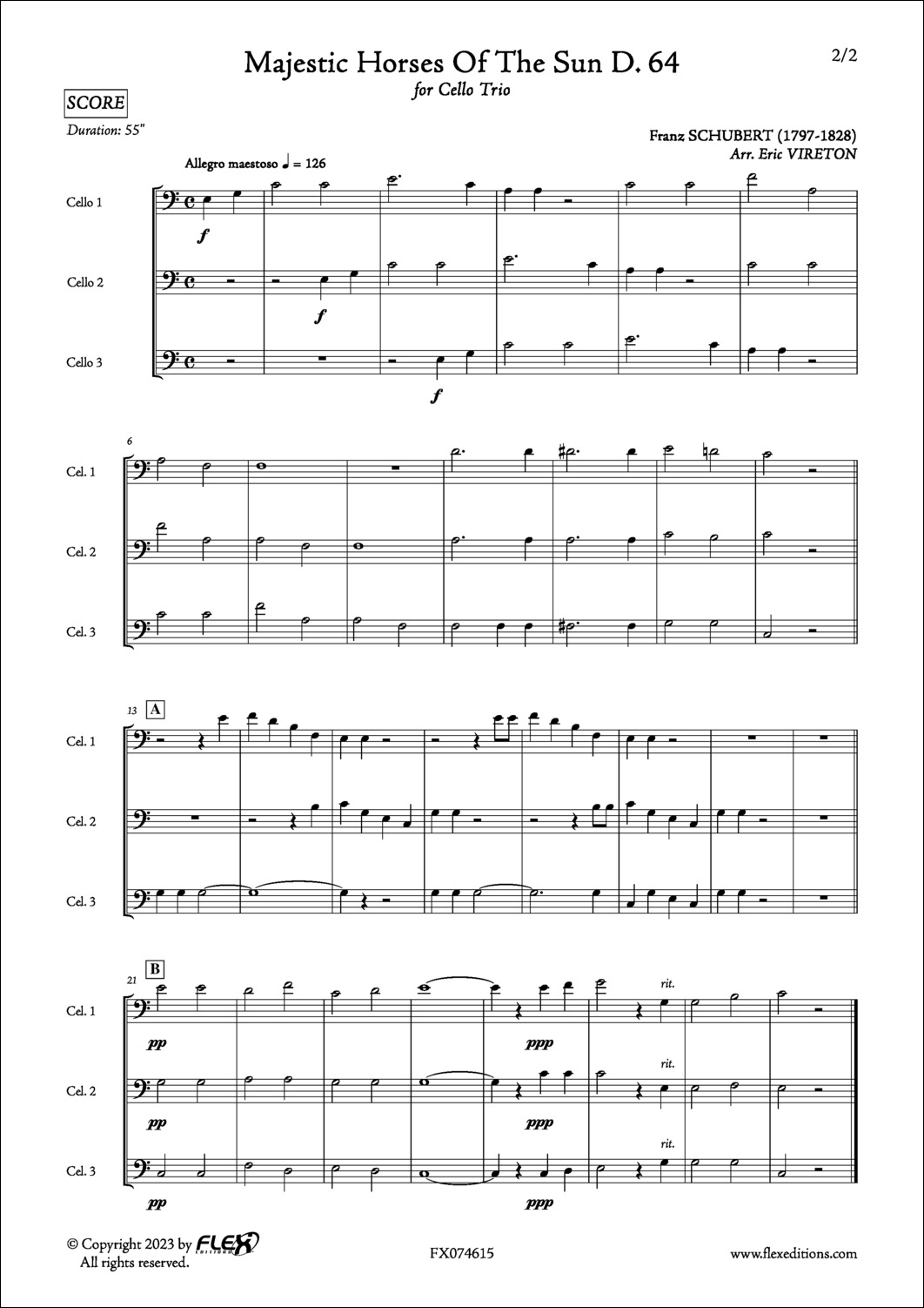 Les Chevaux Majestueux Du Soleil D. 64 - F. SCHUBERT - <font color=#666666>Trio de Violoncelles</font>