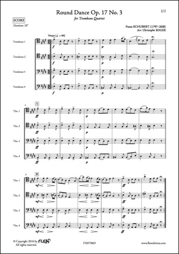 Round Dance Op. 17 No. 3 - F. SCHUBERT - <font color=#666666>Trombone Quartet</font>