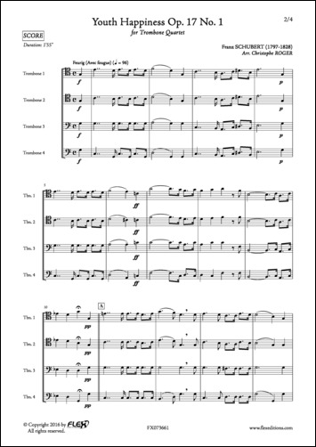 Youth Happiness Op. 17 No. 1 - F. SCHUBERT - <font color=#666666>Trombone Quartet</font>