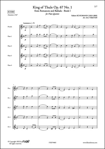Le Roi de Thule Op. 67 No. 1 - R. SCHUMANN - <font color=#666666>Quintette de Flûtes</font>