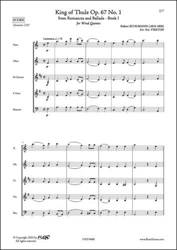Le Roi de Thule Op. 67 No. 1 - R. SCHUMANN - <font color=#666666>Quintette à Vent</font>