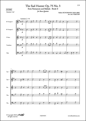 Le Chasseur Triste Op. 75 No. 3 - R. SCHUMANN - <font color=#666666>Quintette de Cuivres</font>