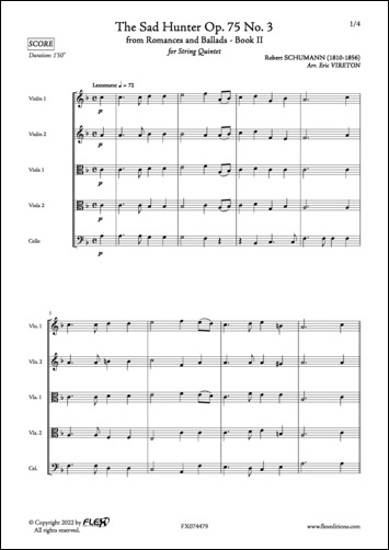 Le Chasseur Triste Op. 75 No. 3 - R. SCHUMANN - <font color=#666666>Quintette à Cordes</font>