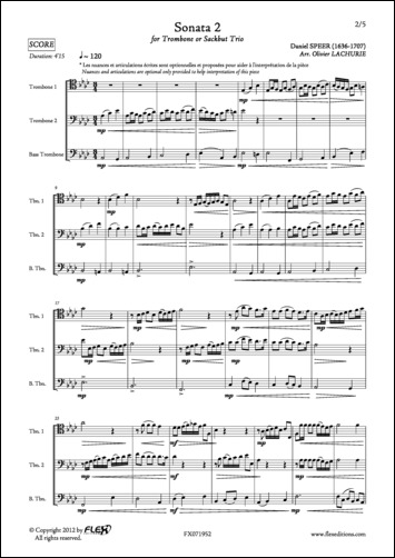 Sonata 2 - D. SPEER - <font color=#666666>Trio de Trombones</font>