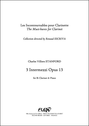 3 Intermezzi Opus 13 - C. V. STANFORD - <font color=#666666>Clarinette et Piano</font>