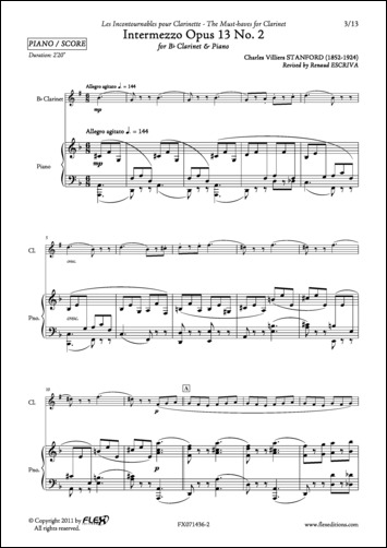 Intermezzo Opus 13 No. 2 - C. V. STANFORD - <font color=#666666>Clarinette et Piano</font>