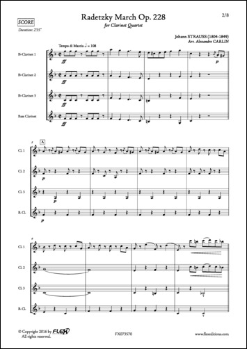 Radetzky March Op. 228 - J. STRAUSS - <font color=#666666>Clarinet Quartet</font>