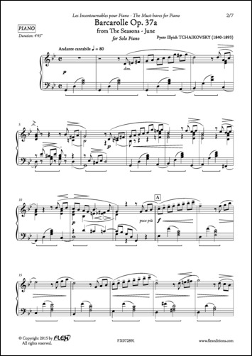 Barcarolle Op. 37a - P. I. TCHAIKOVSKY - <font color=#666666>Piano Solo</font>