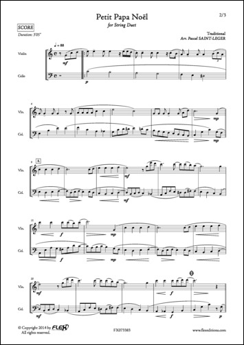 Petit Papa Noël - TRADITIONAL - <font color=#666666>Violin and Cello Duet</font>