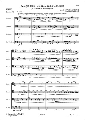Allegro du Double Concerto pour Violon - A. VIVALDI - <font color=#666666>Quatuor de Trombones</font>
