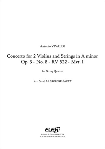 Concerto for 2 Violins and Strings in A minor Op. 3 No. 8 RV 522 Mvt. I - A. VIVALDI - <font color=#666666>String Quartet</font>