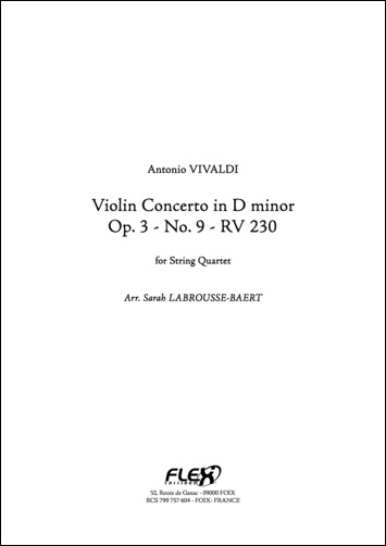 Violin Concerto in D minor Op. 3 No. 9 RV 230 - A. VIVALDI - <font color=#666666>String Quartet</font>