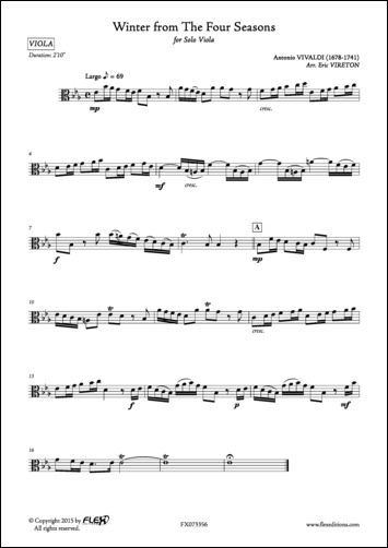 Winter from The Four Seasons - A. VIVALDI - <font color=#666666>Solo Viola</font>