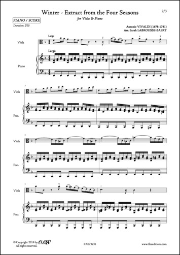 Winter - Extract from the Four Seasons - A. VIVALDI - <font color=#666666>Viola and Piano</font>