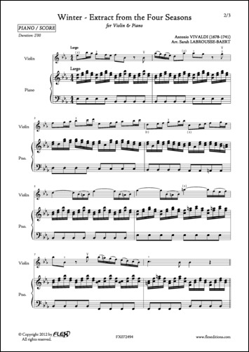 Winter - Extract from the Four Seasons - A. VIVALDI - <font color=#666666>Violin and Piano</font>