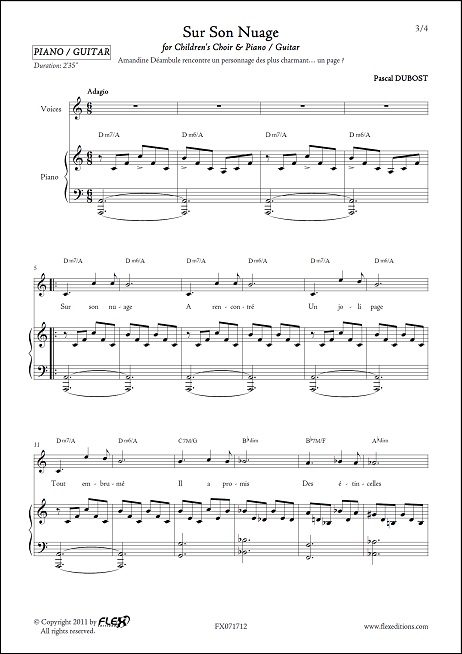 Voila l'Ours - P. DUBOST - <font color=#666666>Children's Choir and Piano or Guitar</font>