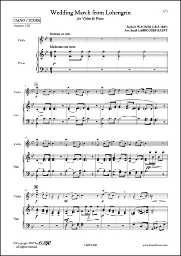 Wedding March from Lohengrin - R. WAGNER - <font color=#666666>Violin and Piano</font>