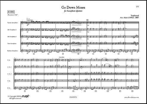 Go Down Moses - A. LOPEZ - <font color=#666666>Saxophone Quintet</font>