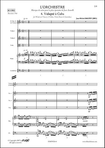 L'Orchestre - 4 - Volupté à Cuba - J.-M. MAURY - <font color=#666666>Flûte, Clarinette, Trompette ou Voix, Piano et Quatuor à Cordes</font>