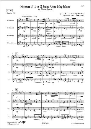 Menuet No. 1 en Sol - J.S. BACH - <font color=#666666>Quatuor de Clarinettes</font>