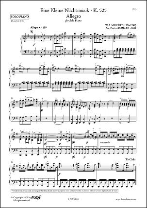 Petite Musique de Nuit - Allegro - W.A. MOZART -  <font color=#666666>Piano Solo</font>