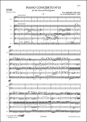 Concerto pour Piano No. 23 - KV 488 - W.A. MOZART - <font color=#666666>Quintette à Vent et Piano</font>
