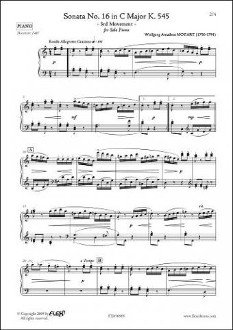 Sonate No. 16 en Do Majeur K. 545 - Mouvement 3 - W.A. MOZART -  <font color=#666666>Piano Solo</font>