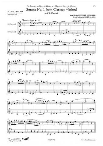 Sonate No. 1 de la Méthode pour Clarinette - J.-X. LEFEVRE - <font color=#666666>Duo de Clarinettes</font>