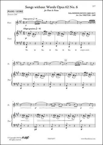Romances sans Paroles Opus 62 No. 6 - F. MENDELSSOHN - <font color=#666666>Flûte & Piano</font>