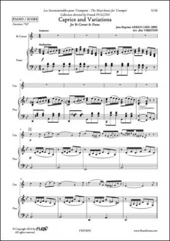 Caprice et Variations - J. B. ARBAN - <font color=#666666>Cornet et Piano</font>
