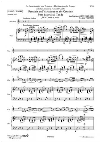 Fantaisie et Variations sur la Cavatine de Béatrice di Tenda - J. B. ARBAN - <font color=#666666>Cornet et Piano</font>