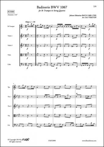 Badinerie BWV 1067 - J. S. BACH - <font color=#666666>Trompette et Quatuor à Cordes</font>