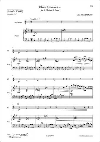 Blues Clarinette - J.-M. MAURY - <font color=#666666>Clarinette et Piano</font>