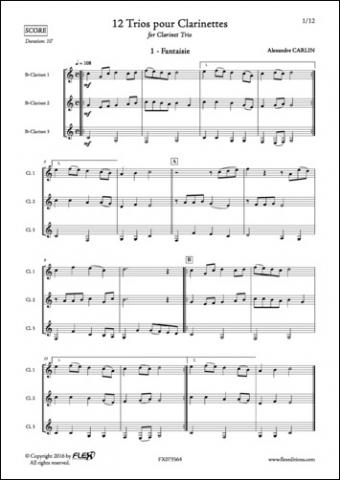 12 Trios pour Clarinettes - A. CARLIN - <font color=#666666>Trio de Clarinettes</font>