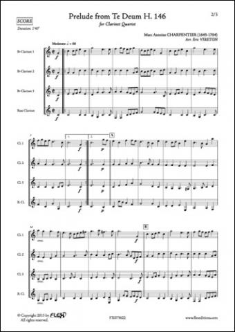 Prelude extrait du Te Deum H. 146 - M. A. CHARPENTIER - <font color=#666666>Quatuor de Clarinettes</font>