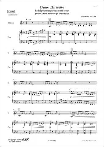 Danse Clarinette - J. M. MAURY - <font color=#666666>Clarinette, Piano & Opt. Contrebasse</font>