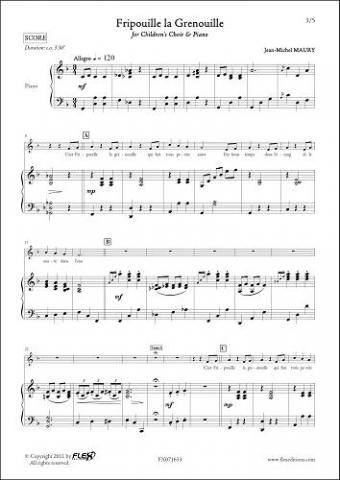 Fripouille la Grenouille - J.-M. MAURY - <font color=#666666>Chorale d'Enfants et Piano</font>