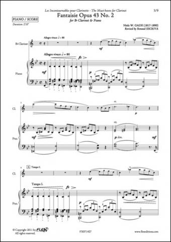 Fantaisie Opus 43 No. 2 - N. GADE - <font color=#666666>Clarinette et Piano</font>
