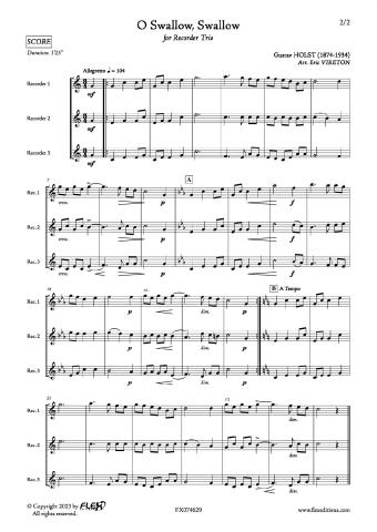 Oh Hirondelle, Hirondelle - G. HOLST - <font color=#666666>Trio de Flûtes à Bec</font>