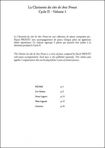 Le Clarinette du côté de chez Proust - Cycle 2 - Volume 1 - P. PROUST - <font color=#666666>Clarinette et Piano</font>