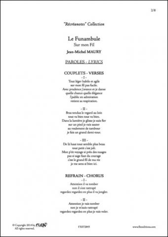 Le Funambule - J.-M. MAURY - <font color=#666666>Chorale d'Enfants et Piano</font>