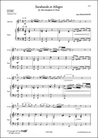 Sarabande et Allegro - J.-M. MAURY - <font color=#666666>Saxophone Alto et Piano</font>