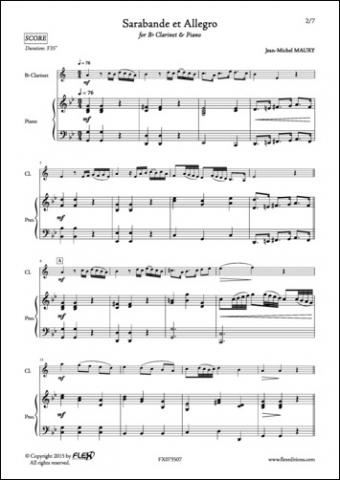 Sarabande et Allegro - J.-M. MAURY - <font color=#666666>Clarinette et Piano</font>