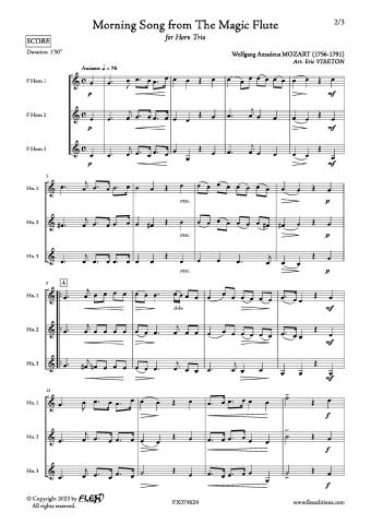 Chanson du Matin extrait de La Flûte Enchantée - W. A. MOZART - <font color=#666666>Trio de Cors</font>