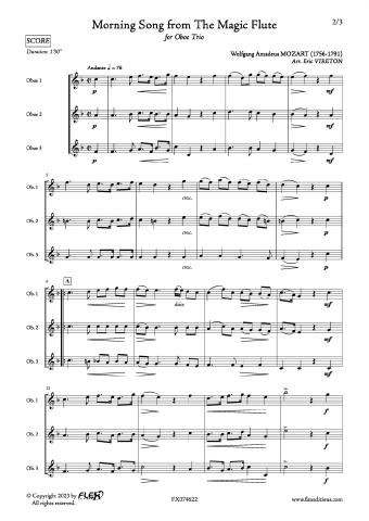 Chanson du Matin extrait de La Flûte Enchantée - W. A. MOZART - <font color=#666666>Trio de Hautbois</font>