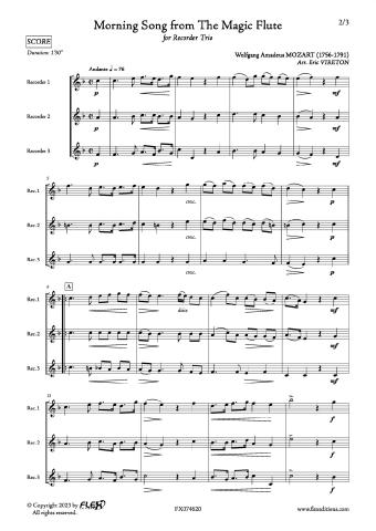 Chanson du Matin extrait de La Flûte Enchantée - W. A. MOZART - <font color=#666666>Trio de Flûtes à Bec</font>